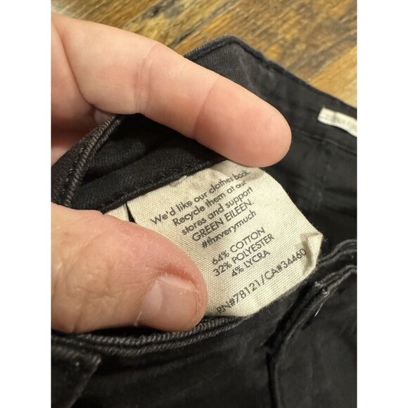Eileen Fisher Organic Cotton Stretch Mid Rise Skinny Solid Black Jeans 8 - Picture 4 of 9